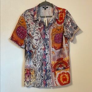 Ouku Multicolor Graphic Hawaiian Medium Shirt NWT